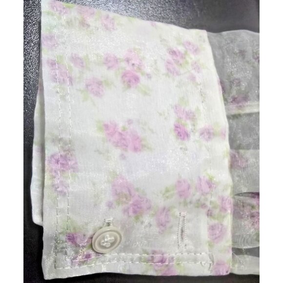 Zara XS Sheer Floral Organza Button-Up Blouse NWT Lightweight Dressy Top - Picture 7 of 16